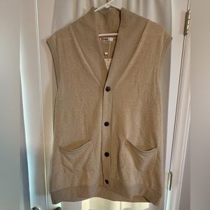 H2H Sweater Vest 2XL Button Down Tan 2 Pocket NWT